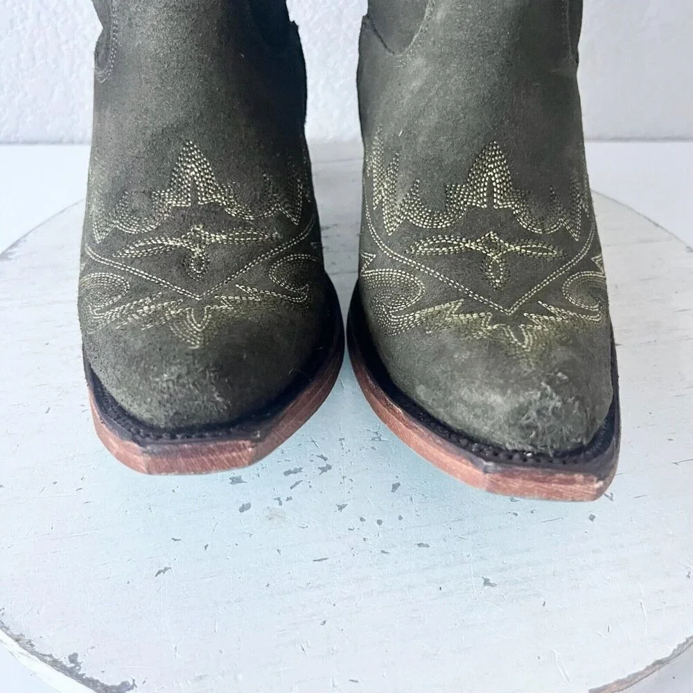 Over-the-Knee Suede Riding Boots in Olive Green